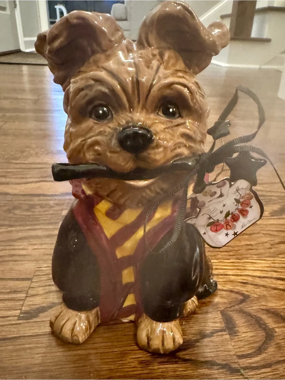 Blue Sky Clayworks Harry Potter Dog Figurine with Red and Yellow Scarf